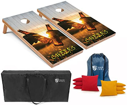 Tailgating Pros Corn Hole Board Set with Bean Bags & Carrying Case - 4'x2' Cornhole Bag Toss - Tournament & Lightweight Options - Optional LED Lights