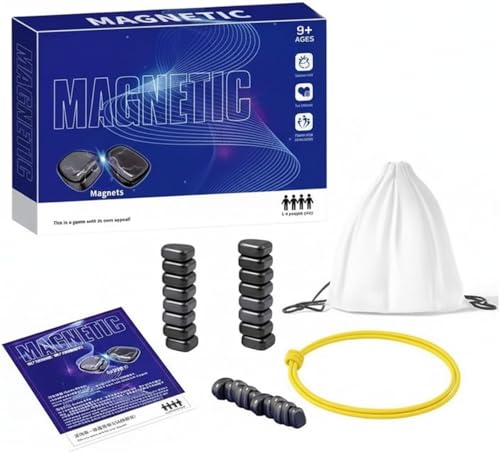 Magnet Game with 32 Stones, Magnetic Chess Game with String, for Family & Party & Travel & Camping, Puzzle Strategy Game