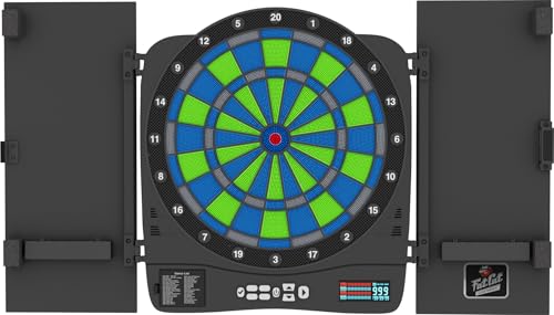 Fat Cat Rega Electronic Dart Board with LED Lights, Electric Dart Board Cabinet for Adults, 13.5" Soft Tip Dart Board, 48 Games