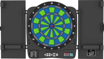 Fat Cat Rega Electronic Dart Board with LED Lights, Electric Dart Board Cabinet for Adults, 13.5" Soft Tip Dart Board, 48 Games