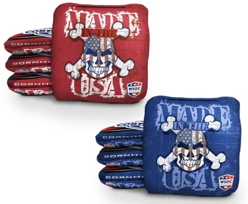 Professional Cornhole Bags Set of 8 Regulation Patriotic Series Resin Filled Pro Bean Bags Dual-Sided Slick and Stick - color: Made In The USA