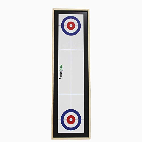 Yard Games Curling and Shuffleboard 2 in 1 Table Top Game with 8 Rolling Discs