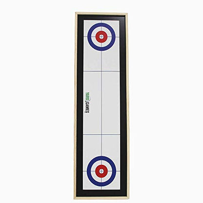 Yard Games Curling and Shuffleboard 2 in 1 Table Top Game with 8 Rolling Discs
