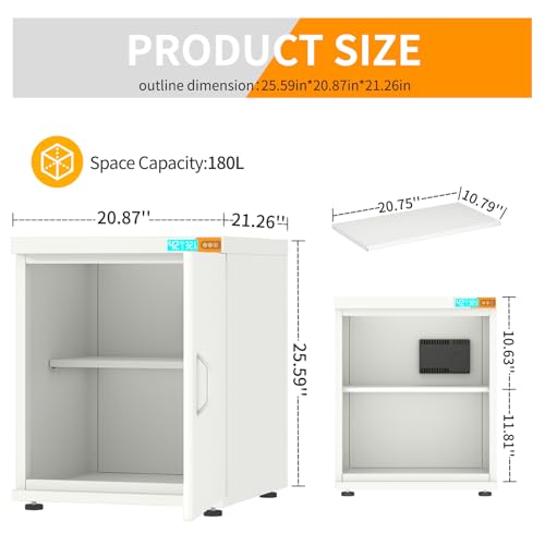 180L 3D Printer Filament Storage Cabinet | Holds 40 Spools | 0dB Silent Dehumidifier | Industrial Airtight Storage for PLA ABS PETG TPU Nylon - color: White-DM