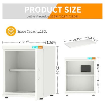 180L 3D Printer Filament Storage Cabinet | Holds 40 Spools | 0dB Silent Dehumidifier | Industrial Airtight Storage for PLA ABS PETG TPU Nylon - color: White-DM