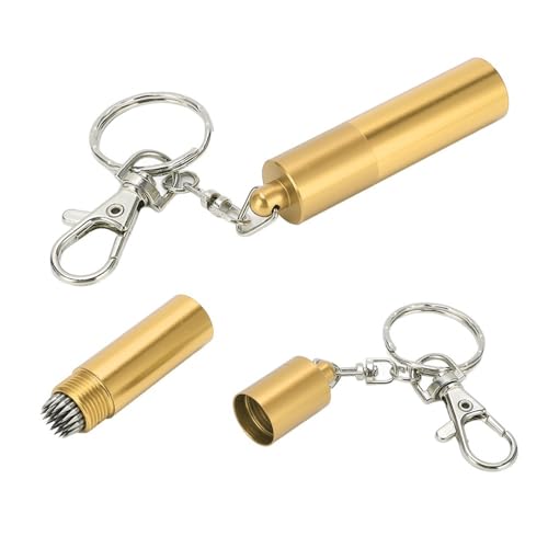 Billiard Cue Tip Tool with Keychain – Billiard Pool Snooker Stick Shaper Cue Tip Pick Pricking Pin Grinding Repair Tool for Snooker Pool Cue Tips - color: Gold