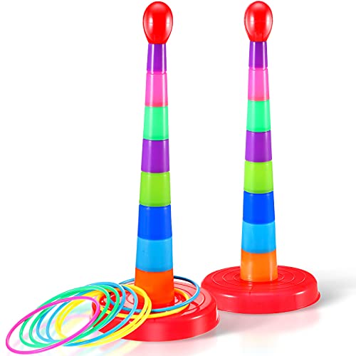 Sumind 2 Sets 18" Colorful Plastic Sport Ring Toss Game Set for Most Ages