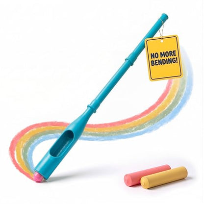 Sidewalk Chalk Holder for Kids and Toddlers – Stand-Up Outdoor Chalk Stick, Adjustable 24-36in Reach, Patented, Includes 2 Chalks | Teal - color: Teal