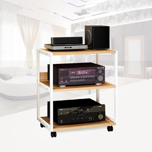 Corner Display Cabinet with Wheels, Media Stand & Audio Rack for Game Consoles, Stereo Storage, AV Tower, Modern Black Design(Black,50.1x40x70cm)