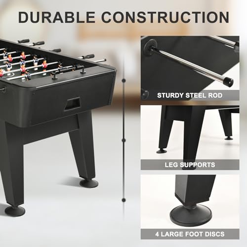 RAYKEEP 58" Foosball Table, Competition Soccer Table Game w/ 2 Balls for Adult Youth, Heavy-Duty Arcade Table Soccer for Home, Game Room - color: Black