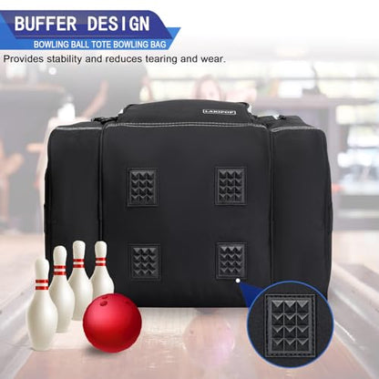 LARIPOP Bowling Ball Bag, Single Bowling Tote with Padded Ball Holder, Ventilated Shoe Pocket & Adjustable Shoulder Strap for Adult Bowlers Men Women - color: Black+White
