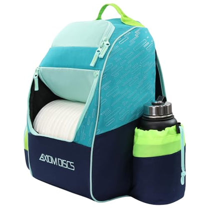 Axiom Discs Shuttle Disc Golf Backpack Bag (Choose Your Style and Color) - color: Mint/Dark Aqua, style: With Velcro Side Panel