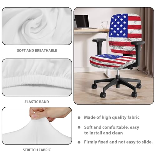 American Flag Chair Covers Stretchy Office Chair Armrest Covers 4-Pc Set Reusable Soft Patriotic Computer Cover Slipcovers for Game Room and Office Desk Chairs - color: American Flag