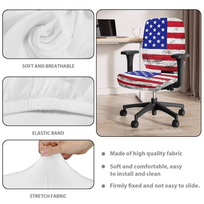 American Flag Chair Covers Stretchy Office Chair Armrest Covers 4-Pc Set Reusable Soft Patriotic Computer Cover Slipcovers for Game Room and Office Desk Chairs - color: American Flag