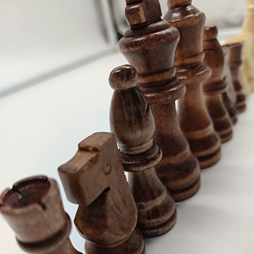 62 Pieces Wooden Checker Pieces & Chess Pieces 2 in 1 Chess Game Set Board Games Accessories Classic Wooden Chess Game Set in 2 Styles and 2 Colors