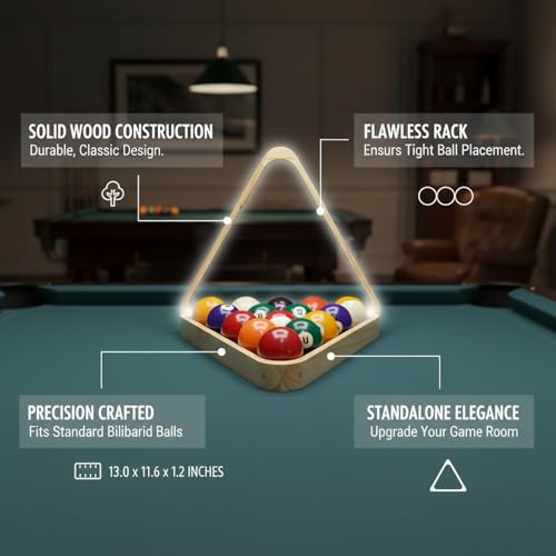 Solid Wood Billiard Triangle Rack for Standard Pool Balls - Durable Wooden Frame for 8-Ball & 9-Ball Games - color: Silver