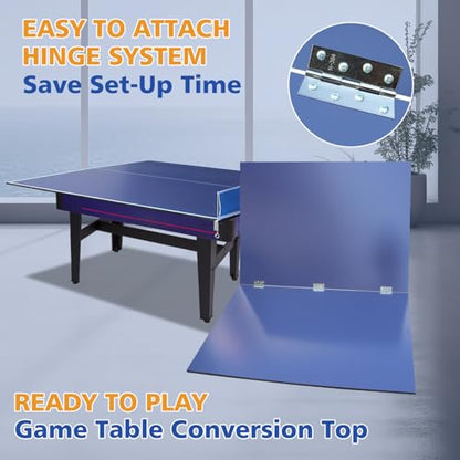6 * 3Ft Blue Mid-Size Ping Pong Conversion Foldable & Portable Table Tennis Table for Indoor Games - Blue - Professional - Indoor Games - Portable