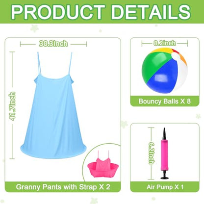 Granny Pants Yard Game Granny Pants Game with Strap Giant Yard Pant Toss Game Outdoor Party Game Granny Pants Outdoor Game with Bouncy Balls and Pump for Family Reunion Day Backyard Gatherings - color: Baby Blue Fuchsia
