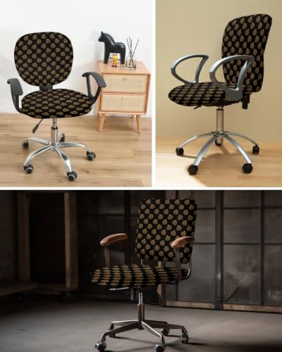 Savannan Office Chair Cover, Pastoral Autumn Pumpkin Plant Protective Stretch Elastic Universal Cover for Desk Task Chair,Computer Rotating Chair 1 Pcs Black Background