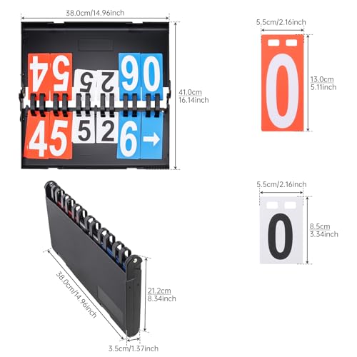 Flip Scoreboard 6-Digit Portable Score Keeper Flipper - Double-Sided Large Numbers, Waterproof Tabletop for Basketball, Volleyball, Pickleball, Cornhole & Soccer Games