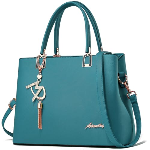 Womens Purses and Handbags Shoulder Bags Ladies Designer Top Handle Satchel Tote Bag - color: Blue Green
