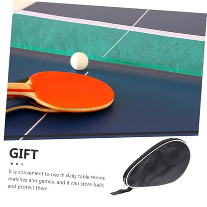 Mikikit Reusable Table Tennis Racket Storage Bag with Zipper and Elastic Band Lightweight Protective Case with Ball Compartment Practical Organizer for Pong Paddle Portable Space Saving