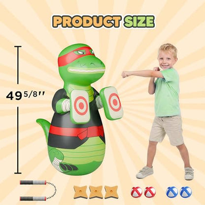 iPlay, iLearn Inflatable Punching Bag for Kids, Toddler 49" Blow up Boxing Bop Bag Toys, Training Bopper W/Ball Toss Game, Indoor Outdoor Fun Sports Activity, Birthday Gift 3 4 5 6 7 8-12 Yr Child Boy