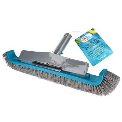 U.S. Pool Supply 17.5" Pool Brush Head for Inground Pools - Swimming Pool Brush with Curved Ends, Aluminum Pole Handle, Durable Bristles, Scrub Floors, Walls, Step - Above Ground, Vinyl Liners, Leaves - style: 17.5” Curved with Wall Flap