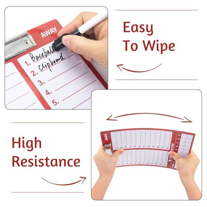 WISYOK Double-Sided Dry Erase Baseball Clipboard for Coaches, Baseball Coaching Lineup Board with Marker Red - style: Baseball Red