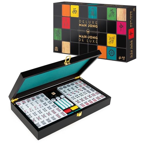Spin Master Games Legacy Deluxe Mah Jong Classic Game with Two-Toned Tiles and Lined Wood Storage Case, Family Game for 4 Players Ages 8 and up - color: Mahjong