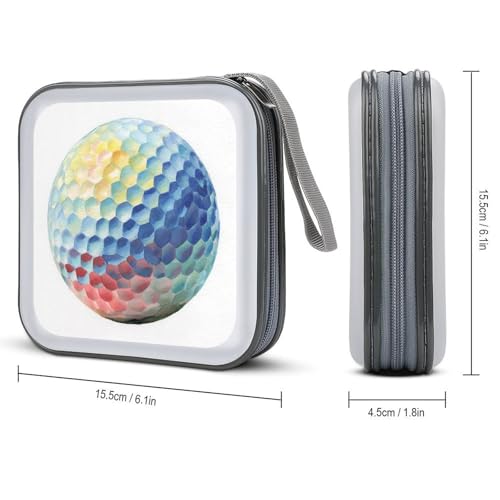 Watercolor Cute Golf Ball CD Case DVD Storage Case Portable for Car Home Travel