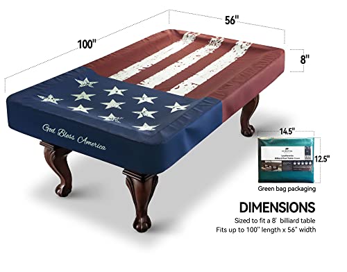 Pool Table Cover, Waterproof Indoor/Outdoor Heavy Leatherette Pool Table Accessories, Billiards Accessories for Protecting Felt, 7/8/9 Feet Fitted Billiard Covers Red & Blue(8FT/OG.)