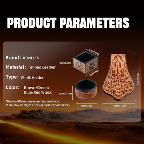KONLLEN Leather Engraved Chalk Holder Magnetic Vegetable Tanned Leather Pool Cue Snooker Silent Billiard Accessories - color: VT Round Holder-Blue