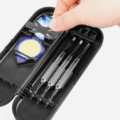 2pcs Portable Darts Carrying Case with Hard Shell Zipper, Steel Tip Darts Organizer Storage Box for Tips, Shafts, and Flights, Compact Protective Travel Bag for Outdoor Use