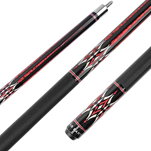 58" Pool Cue Stick Canadian Maple 13mm Tip Billiard Cue with Irish Linen Wrap - color: Red, size: 21oz