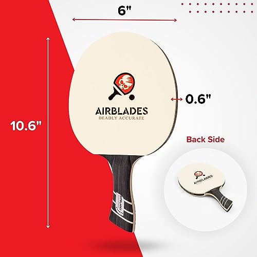 Professional Ping Pong Paddle with Hard Carry Case | Pro Table Tennis Racket | Table Tennis Paddle with Ergonomic Handle | 5 Blades of Wood with Premium Rubber and Sponge by AirBlades | Hard Carry Case - style: 6 Star