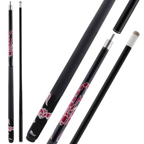 HMQQ 58" 2-Piece Fiberglass Graphite Composite Billiard Pool Cue Sticks (Several Colors Available, Weight from 19oz 21oz) - color: Black, style: 21oz
