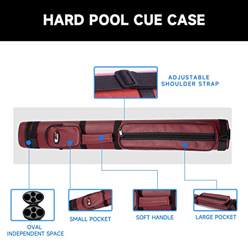 GSE Games & Sports Expert 2x2 Deluxe Hard Billiard Pool Cue Stick Carrying Case, Billiard Cue Case, Billiards Accessories (Several Colors Available) - color: Oval - Burgundy