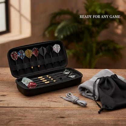 Hard Shell Dart Case for 6 Darts - Protective EVA Wallet with Fabric Exterior, Compact Travel Holder for Steel or Soft Tip Darts