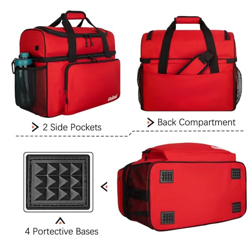 Goloni 2 Balls Bowling Bag with Ball Holder - Fits Bowling Shoes Up to Mens Size 16 and Accessories - color: Red