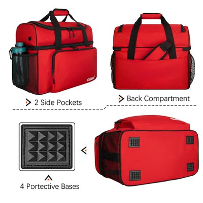 Goloni 2 Balls Bowling Bag with Ball Holder - Fits Bowling Shoes Up to Mens Size 16 and Accessories - color: Red