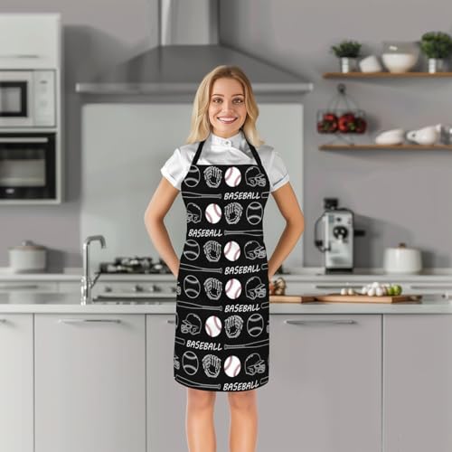 Castle Fairy Cartoon Baseball Kitchen Apron,Bow Knots Waterproof Apron - color: Black White02