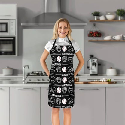 Castle Fairy Cartoon Baseball Kitchen Apron,Bow Knots Waterproof Apron - color: Black White02
