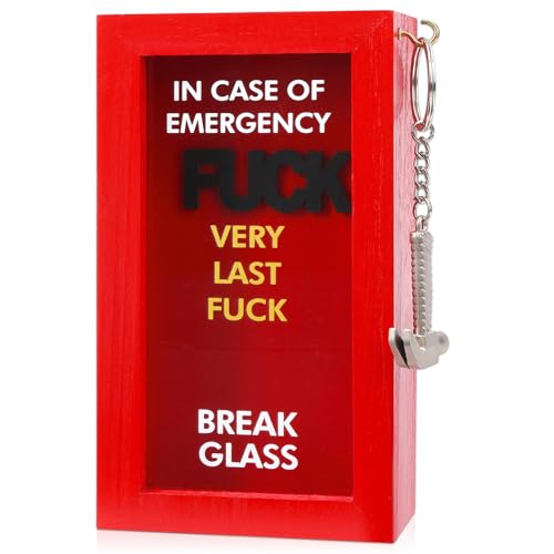 Very Last Fuck Emergency Box Funny Gag Gifts for Men Women | Funny White Elephant Gifts for Adults & Christmas Stocking Stuffers, In Case of Emergency Break Glass Wood Box Desk Decor - style: F Emergency Box
