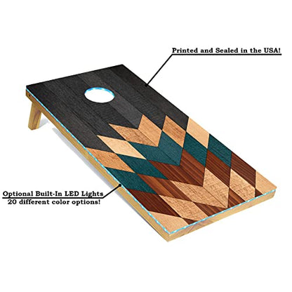 Tailgating Pros Lightweight Cornhole Boards - 4'x2' Modern Wooden Designs Cornhole Game w/Carrying Case & Set of 8 Corn Hole Bean Bags w/Tote - size: 4'x2' Boards, style: Wooden Pixels