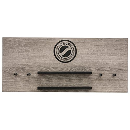 STIGA Ping Pong Storage Wall Rack | Holds Up to 10 Balls and 6 Paddles | Easy Mount for Any Flat Surface - color: Brown
