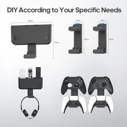 Controller & Headset & Remote Holder Wall Mount with No Drill, 2 Packs Gaming 4 Controllers Hanger Hook Mount for PS5/PS4/XBOX/Switch, Headphone Stand & Remote Control Holer Wall Shelf with Adhesives - size: 3 Packs