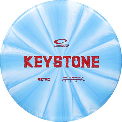 Latitude 64 Retro Burst Keystone Disc Golf Putter, Interactive Family Outdoor Games, Men and Women Frisbee Golf Putt & Approach Disc, 175g+, Stamp Shade of Disc Color & Burst Pattern May Vary - color: Blue