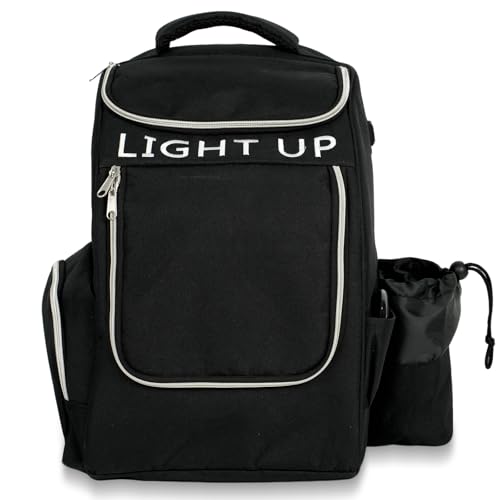 X-UFO Disc Golf Backpack & Glow-in-the-Dark Disc Light, Day & Night Dual Use Portable Beginner Glow Disc Golf Bag, Holds 18+ Discs