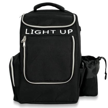 X-UFO Disc Golf Backpack & Glow-in-the-Dark Disc Light, Day & Night Dual Use Portable Beginner Glow Disc Golf Bag, Holds 18+ Discs